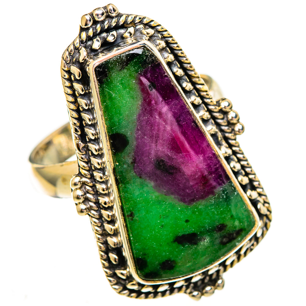 Ruby Zoisite Rings handcrafted by Ana Silver Co - RING112048 - Photo 2
