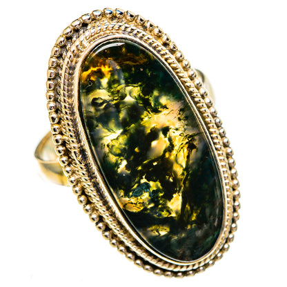 Green Moss Agate Rings handcrafted by Ana Silver Co - RING112086 - Photo 2