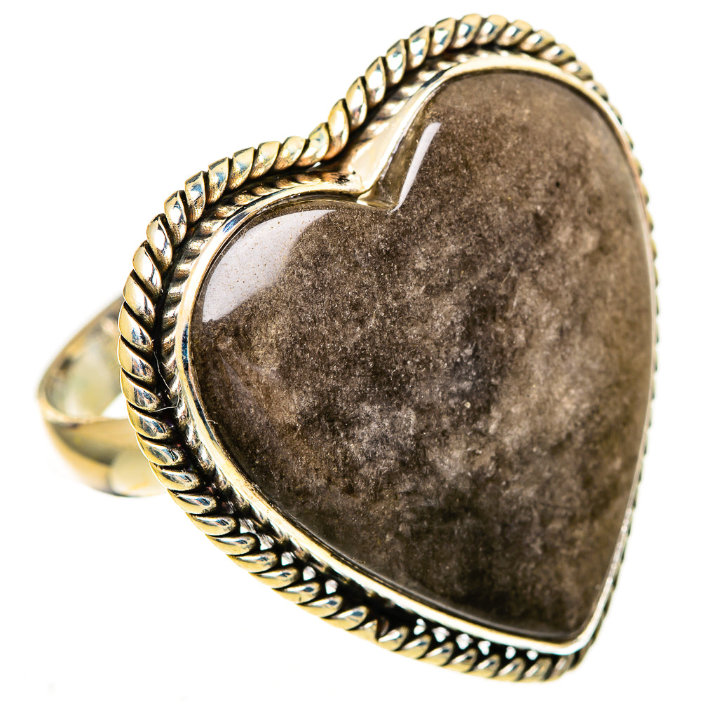Gold Sheen Obsidian Rings handcrafted by Ana Silver Co - RING112091 - Photo 2
