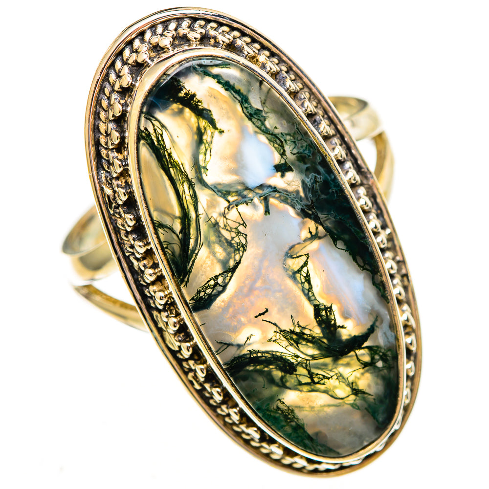 Green Moss Agate Rings handcrafted by Ana Silver Co - RING112118 - Photo 2