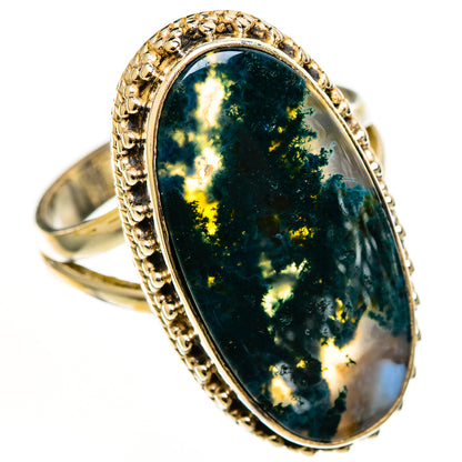 Green Moss Agate Rings handcrafted by Ana Silver Co - RING112156 - Photo 2