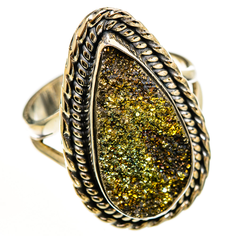 Spectro Pyrite Druzy Rings handcrafted by Ana Silver Co - RING112170 - Photo 2