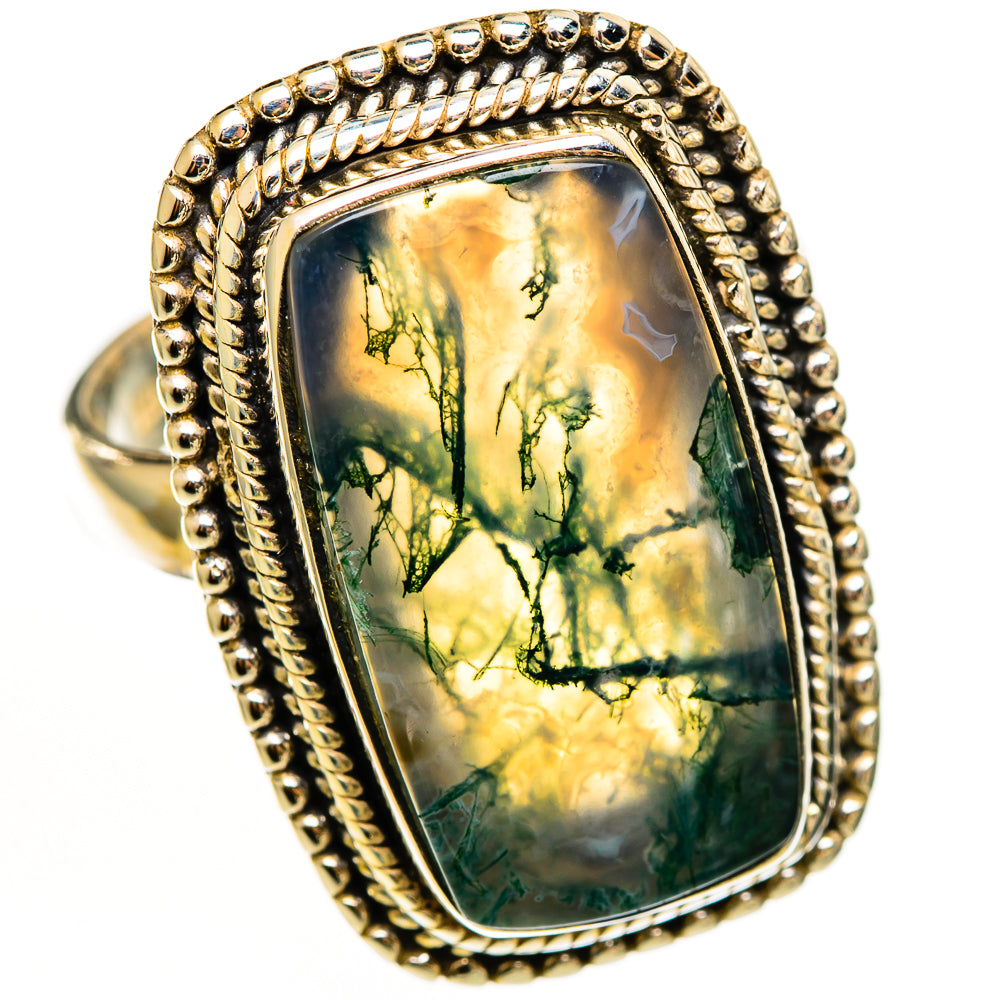 Green Moss Agate Rings handcrafted by Ana Silver Co - RING112187 - Photo 2