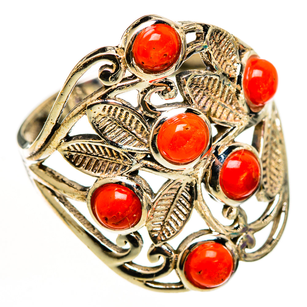Mediterranean Red Coral Rings handcrafted by Ana Silver Co - RING112196 - Photo 2