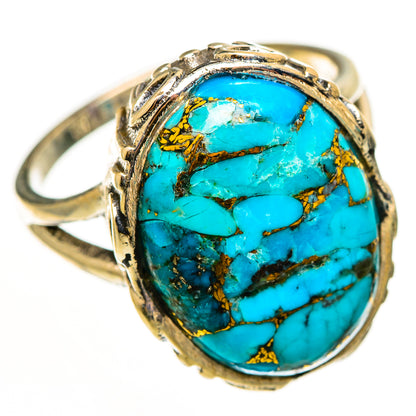 Blue Copper Composite Turquoise Rings handcrafted by Ana Silver Co - RING112213 - Photo 2