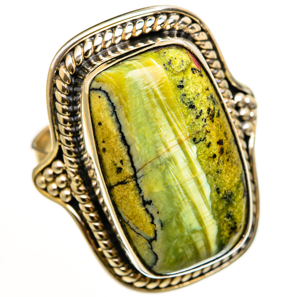 African Green Opal Rings handcrafted by Ana Silver Co - RING112215 - Photo 2