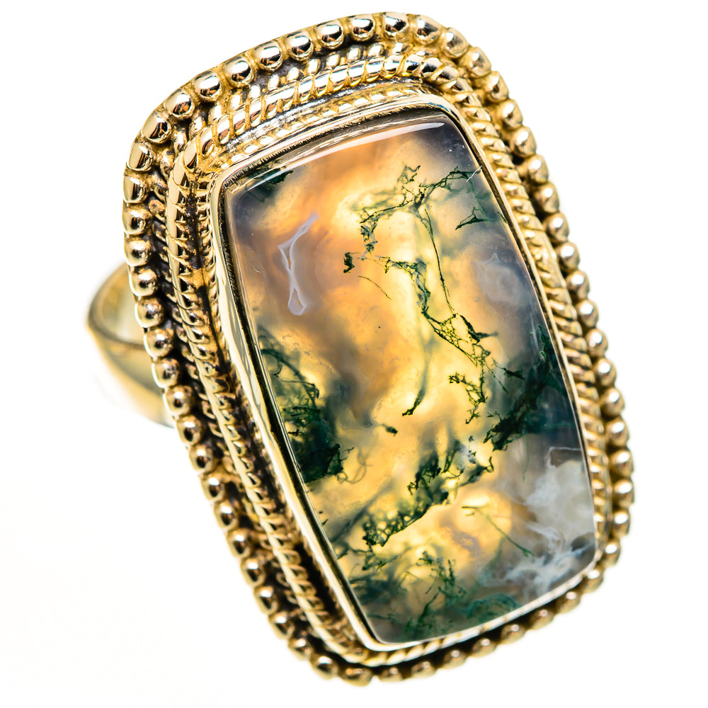 Green Moss Agate Rings handcrafted by Ana Silver Co - RING112216 - Photo 2