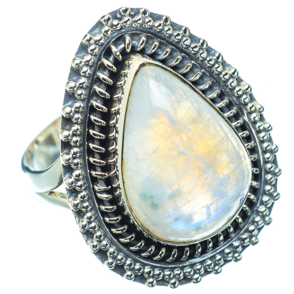 Rainbow Moonstone Rings handcrafted by Ana Silver Co - RING11221
