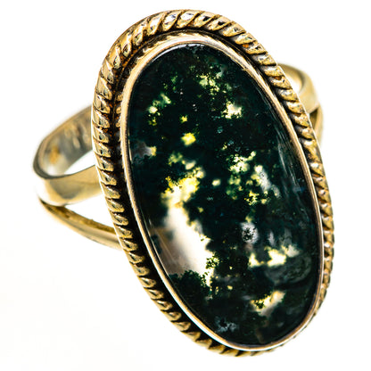 Green Moss Agate Rings handcrafted by Ana Silver Co - RING112243 - Photo 2