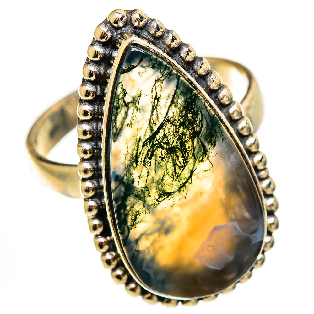 Green Moss Agate Rings handcrafted by Ana Silver Co - RING112245 - Photo 2