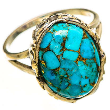 Blue Copper Composite Turquoise Rings handcrafted by Ana Silver Co - RING112298 - Photo 2