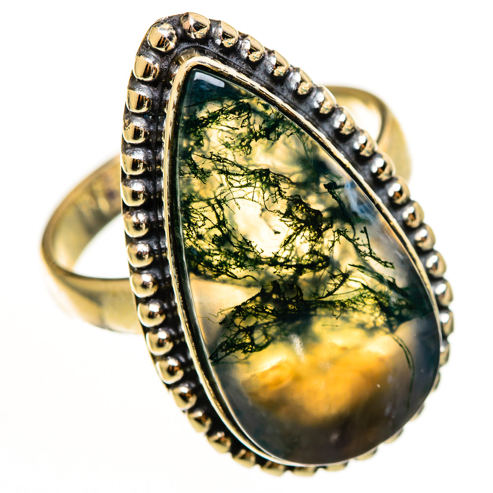 Green Moss Agate Rings handcrafted by Ana Silver Co - RING112328 - Photo 2