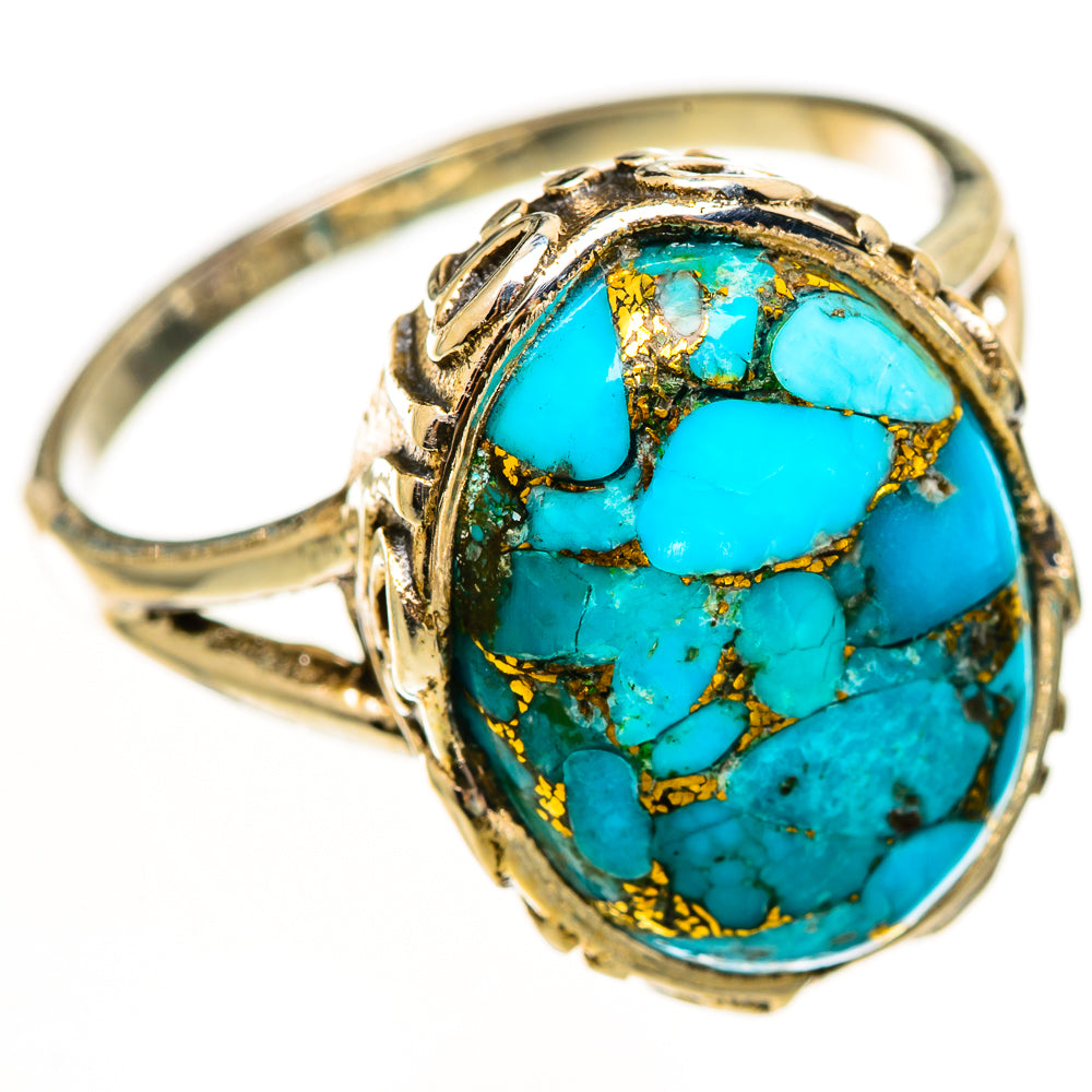 Blue Copper Composite Turquoise Rings handcrafted by Ana Silver Co - RING112350 - Photo 2