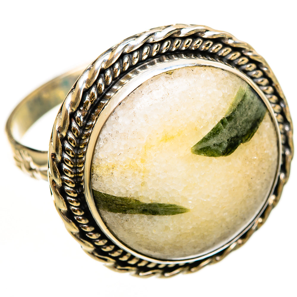 Green Tourmaline In Quartz Rings handcrafted by Ana Silver Co - RING112387 - Photo 2