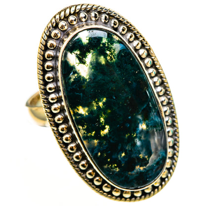 Green Moss Agate Rings handcrafted by Ana Silver Co - RING112409 - Photo 2