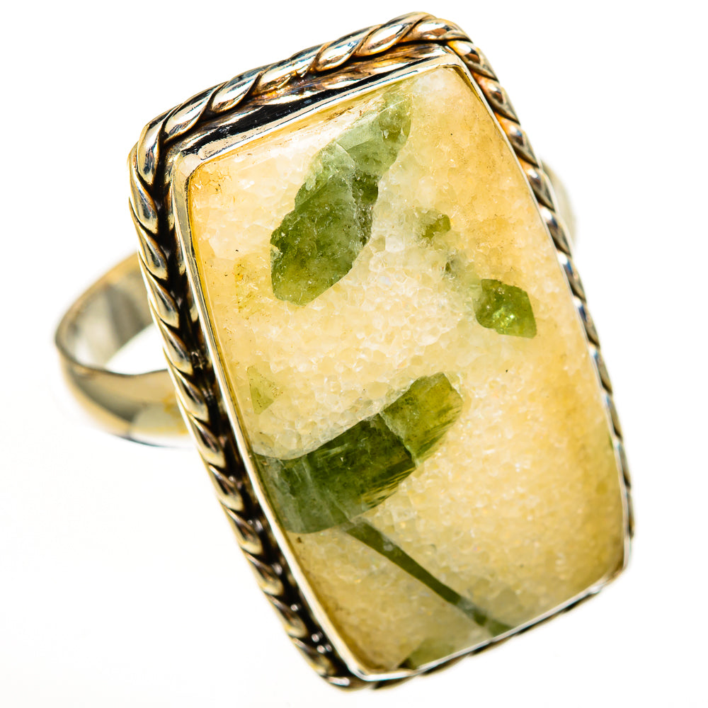 Green Tourmaline In Quartz Rings handcrafted by Ana Silver Co - RING112435 - Photo 2