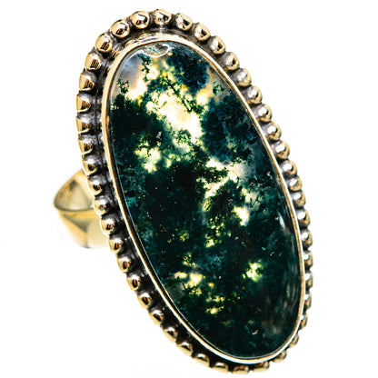 Green Moss Agate Rings handcrafted by Ana Silver Co - RING112451 - Photo 2