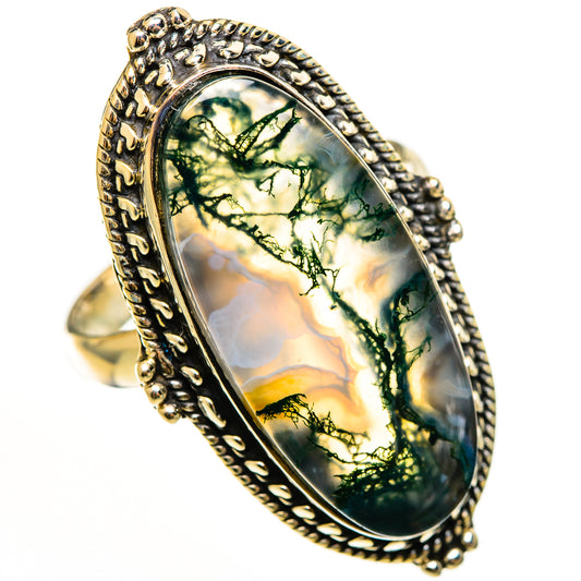 Green Moss Agate Rings handcrafted by Ana Silver Co - RING112496 - Photo 2