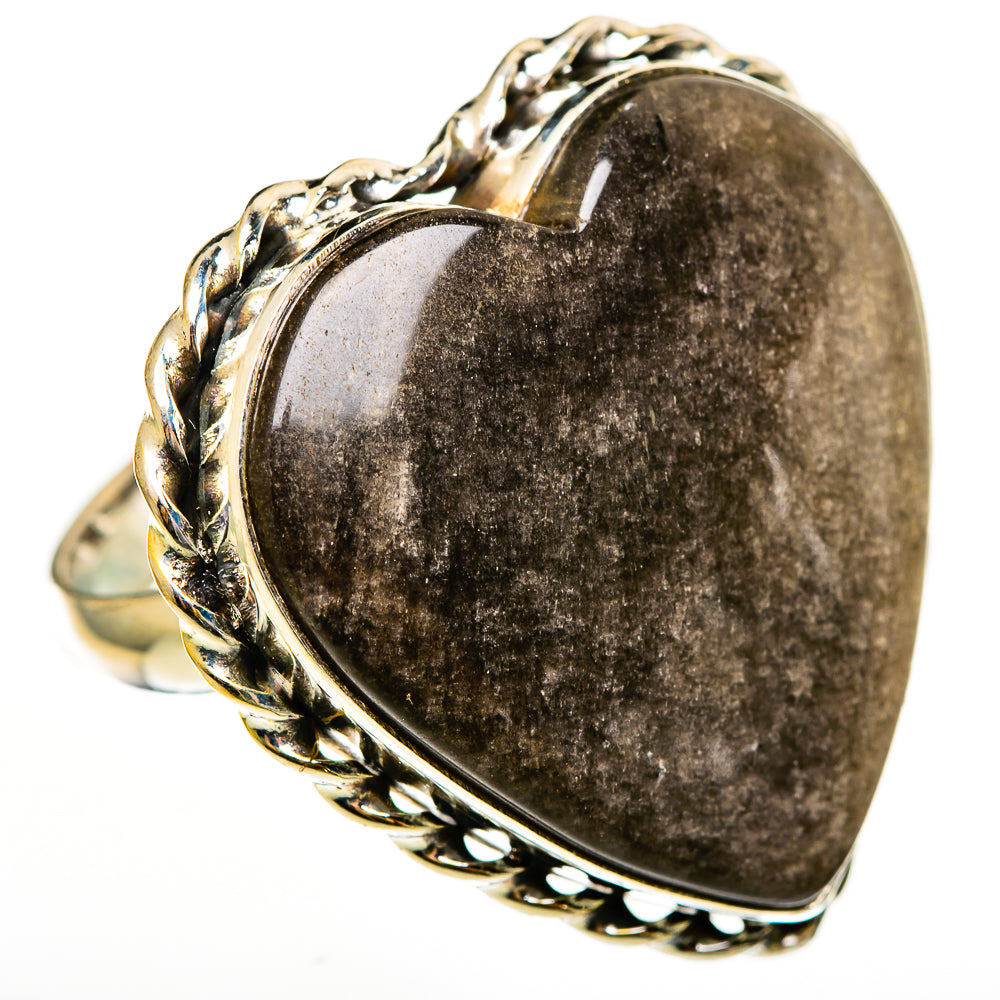 Gold Sheen Obsidian Rings handcrafted by Ana Silver Co - RING112502 - Photo 2