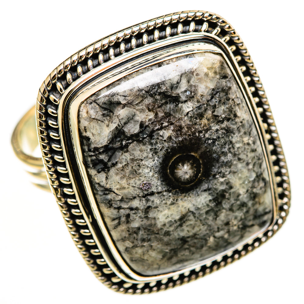 Moroccan Goniatite Fossil Rings handcrafted by Ana Silver Co - RING112516 - Photo 2