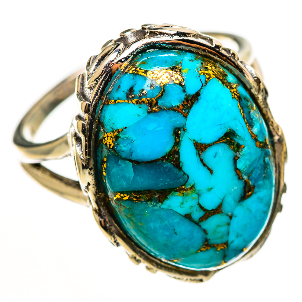 Blue Copper Composite Turquoise Rings handcrafted by Ana Silver Co - RING112551 - Photo 2