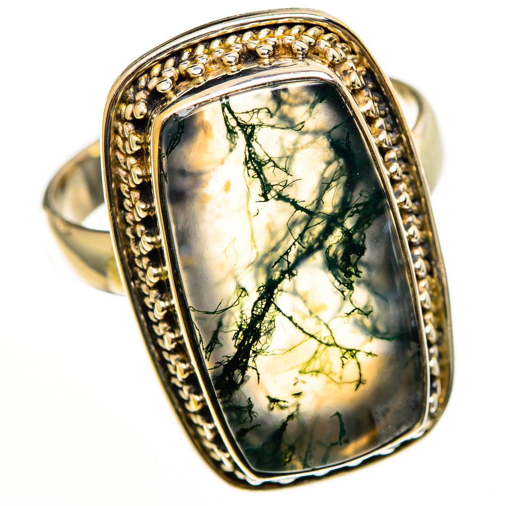 Green Moss Agate Rings handcrafted by Ana Silver Co - RING112556 - Photo 2