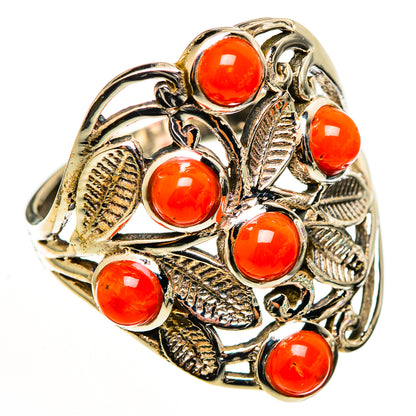Mediterranean Red Coral Rings handcrafted by Ana Silver Co - RING112566 - Photo 2