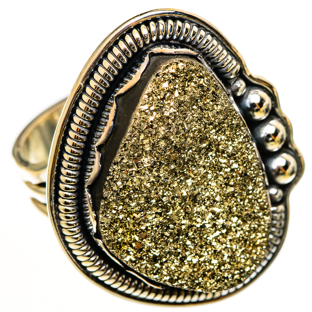 Spectro Pyrite Druzy Rings handcrafted by Ana Silver Co - RING112573 - Photo 2