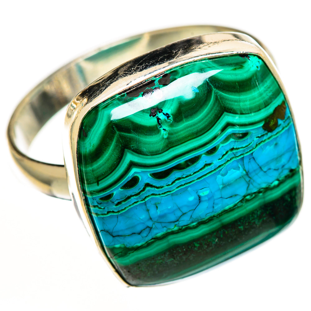 Malachite In Chrysocolla Rings handcrafted by Ana Silver Co - RING112580 - Photo 2