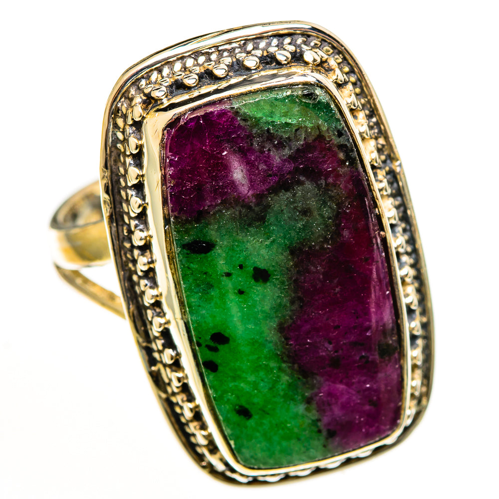 Ruby Zoisite Rings handcrafted by Ana Silver Co - RING112582 - Photo 2