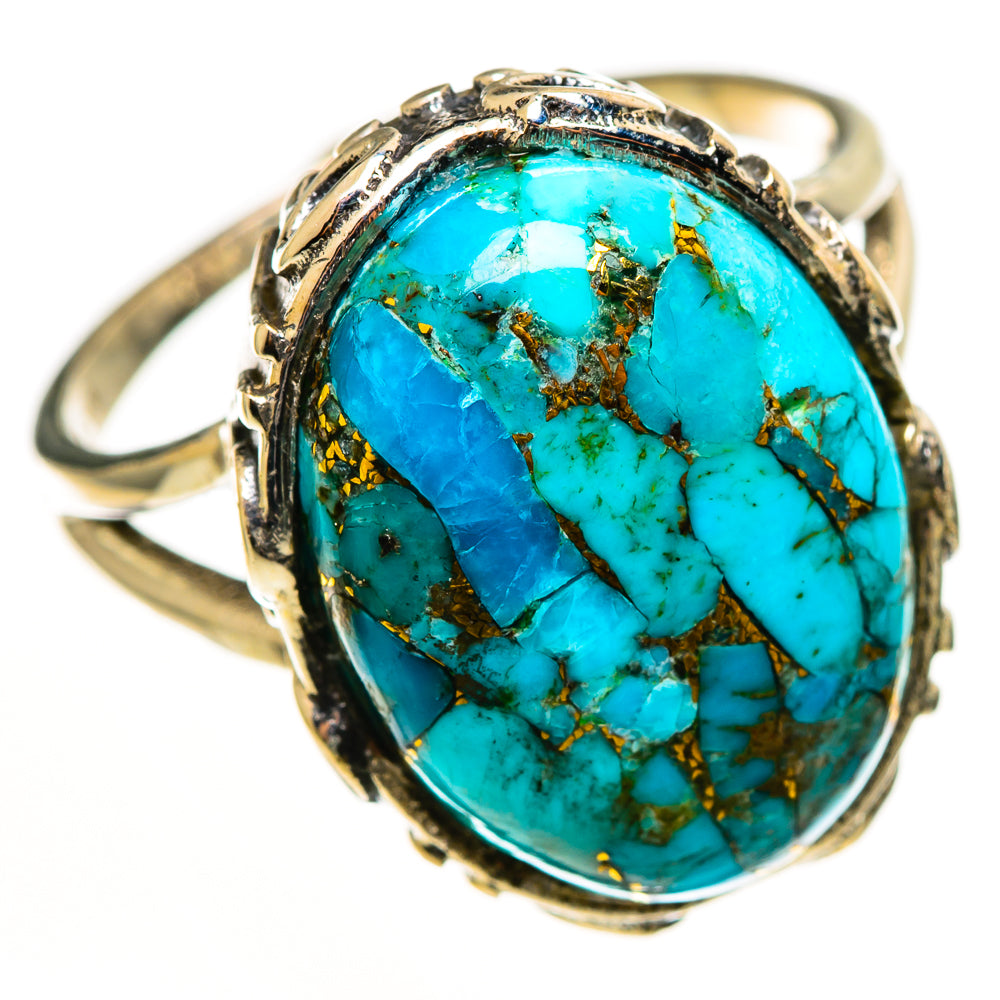 Blue Copper Composite Turquoise Rings handcrafted by Ana Silver Co - RING112592 - Photo 2