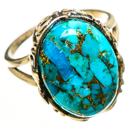 Blue Copper Composite Turquoise Rings handcrafted by Ana Silver Co - RING112592 - Photo 2