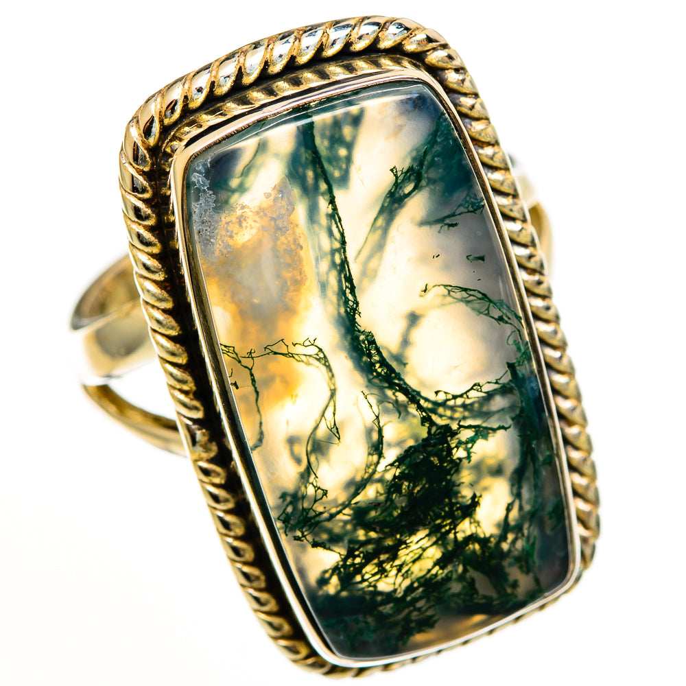 Green Moss Agate Rings handcrafted by Ana Silver Co - RING112593 - Photo 2