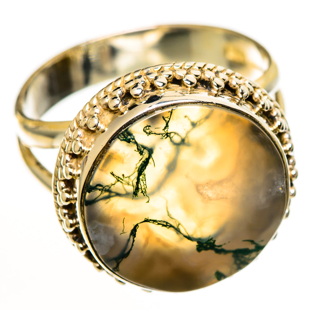 Green Moss Agate Rings handcrafted by Ana Silver Co - RING112596 - Photo 2