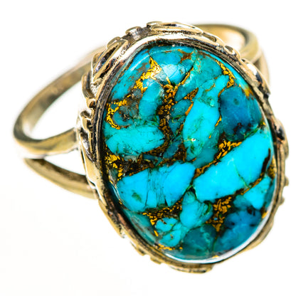 Blue Copper Composite Turquoise Rings handcrafted by Ana Silver Co - RING112624 - Photo 2