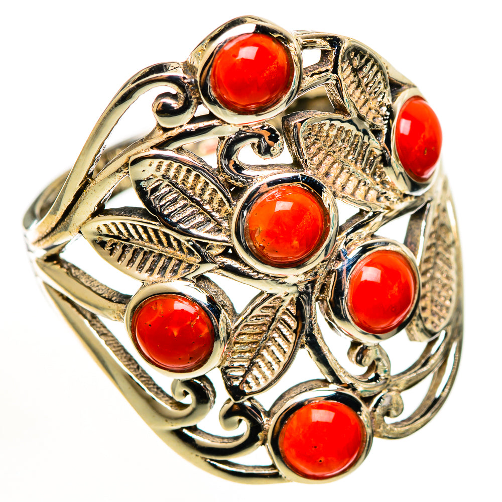 Mediterranean Red Coral Rings handcrafted by Ana Silver Co - RING112635 - Photo 2