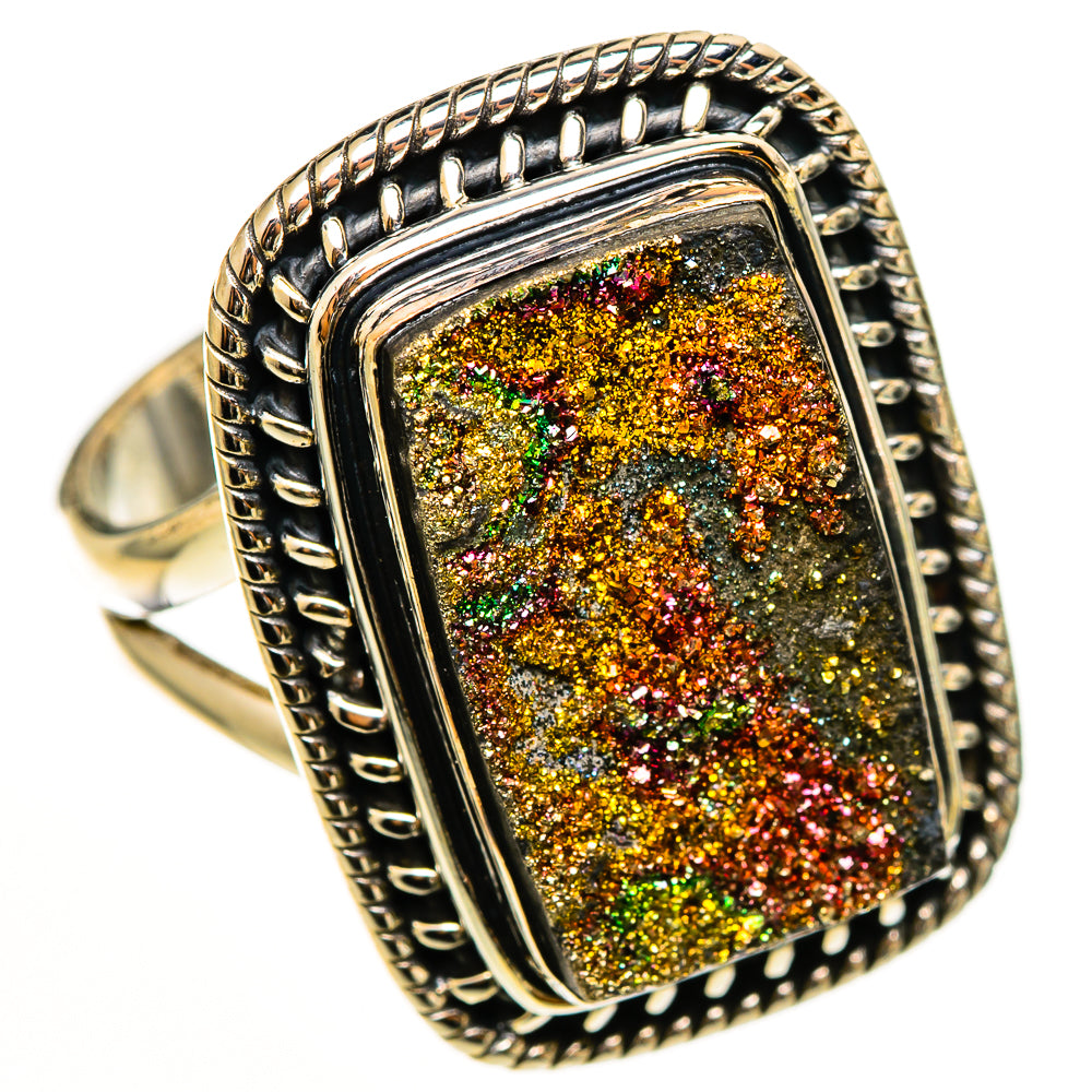 Spectro Pyrite Druzy Rings handcrafted by Ana Silver Co - RING112643 - Photo 2