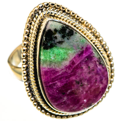 Ruby Zoisite Rings handcrafted by Ana Silver Co - RING112650 - Photo 2
