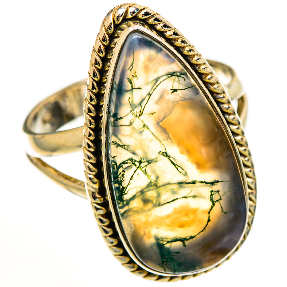 Green Moss Agate Rings handcrafted by Ana Silver Co - RING112662 - Photo 2