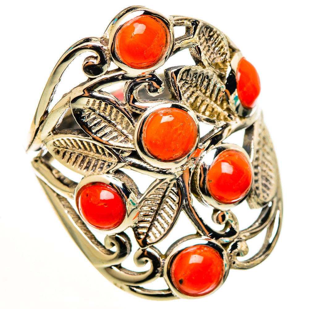 Mediterranean Red Coral Rings handcrafted by Ana Silver Co - RING112670 - Photo 2