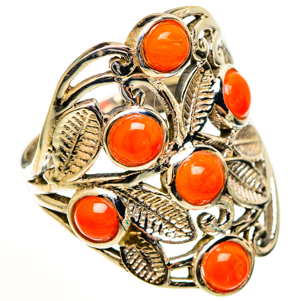 Mediterranean Red Coral Rings handcrafted by Ana Silver Co - RING112703 - Photo 2