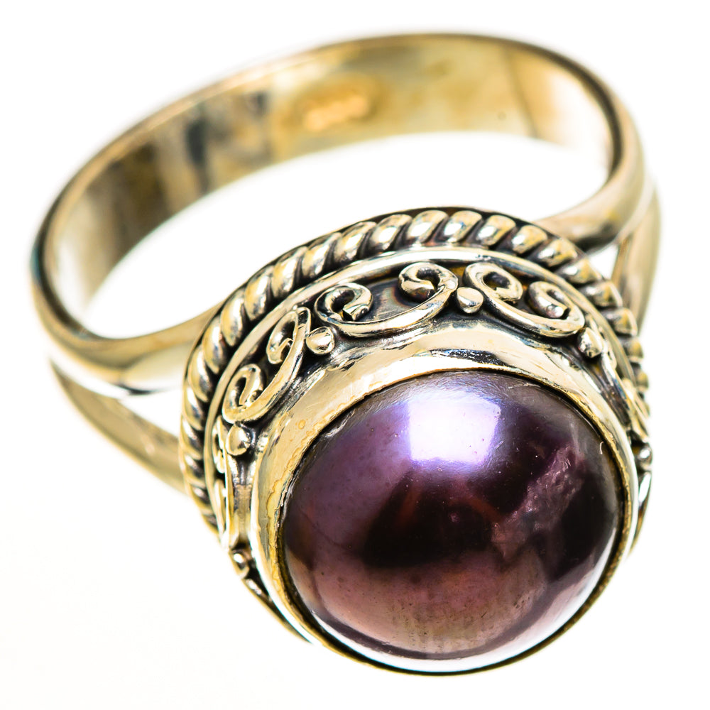 Titanium Cultured Pearl Rings handcrafted by Ana Silver Co - RING112743 - Photo 2