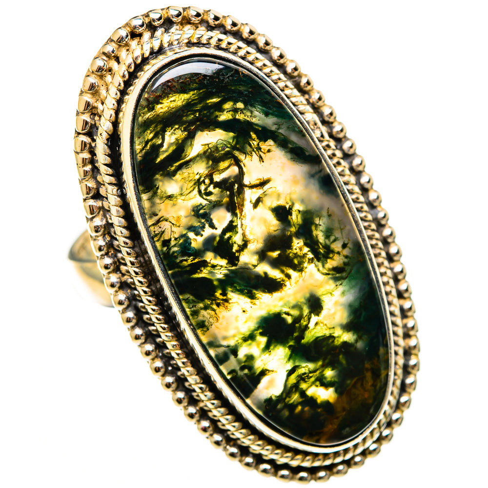 Green Moss Agate Rings handcrafted by Ana Silver Co - RING112762 - Photo 2