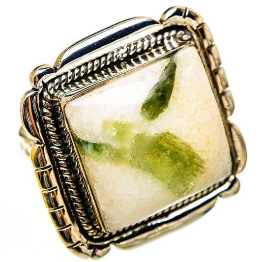 Green Tourmaline In Quartz Rings handcrafted by Ana Silver Co - RING112765 - Photo 2
