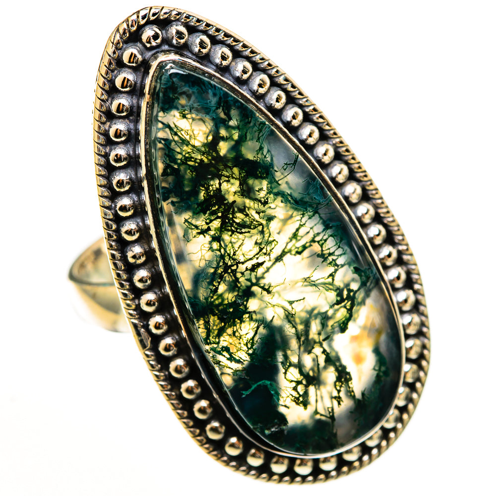 Green Moss Agate Rings handcrafted by Ana Silver Co - RING112767 - Photo 2