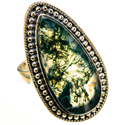 Green Moss Agate Rings handcrafted by Ana Silver Co - RING112767 - Photo 2