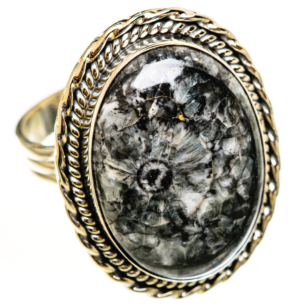 Moroccan Goniatite Fossil Rings handcrafted by Ana Silver Co - RING112789 - Photo 2