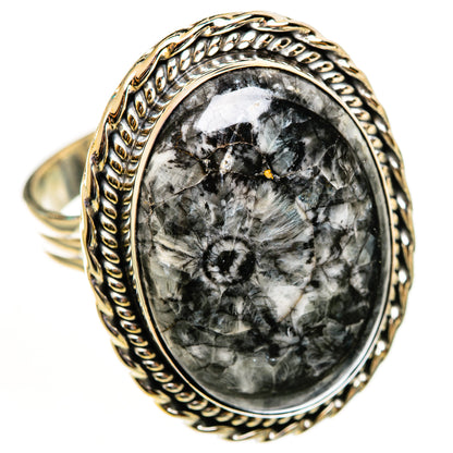 Moroccan Goniatite Fossil Rings handcrafted by Ana Silver Co - RING112789 - Photo 2