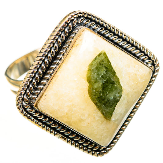Green Tourmaline In Quartz Rings handcrafted by Ana Silver Co - RING112792 - Photo 2