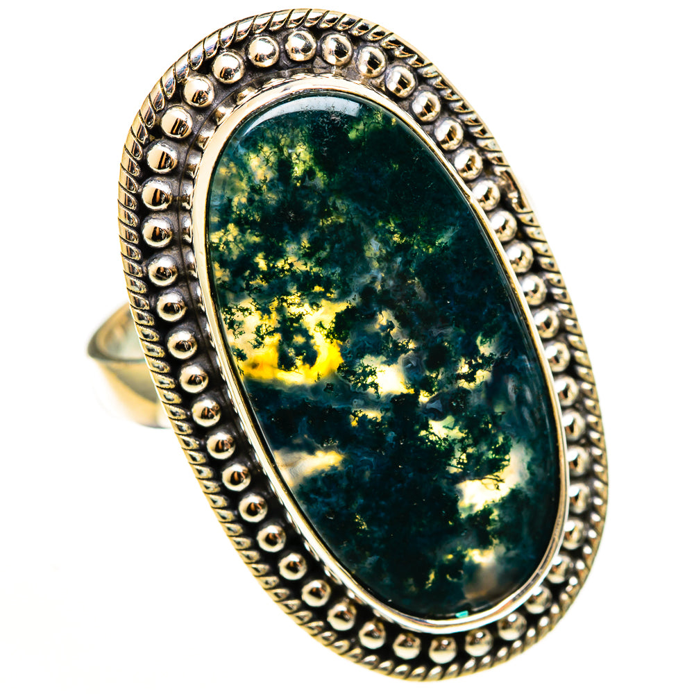 Green Moss Agate Rings handcrafted by Ana Silver Co - RING112809 - Photo 2